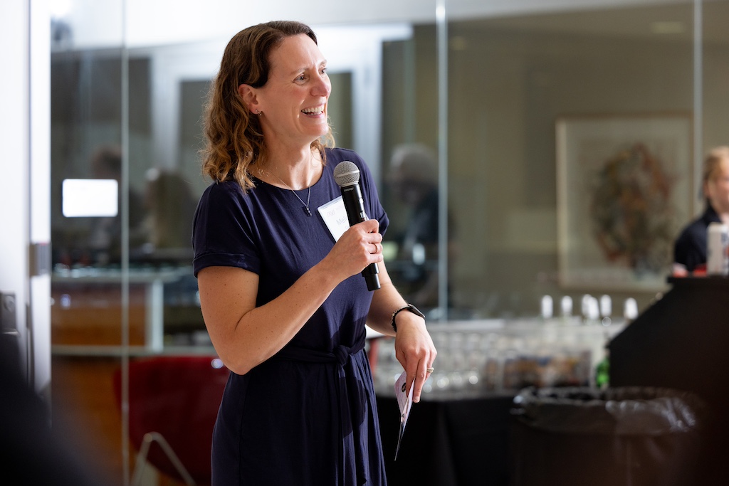 Melissa Skala gives her opening remarks and introduces her lab's research in cutting-edge biomedical engineering and optical imaging.