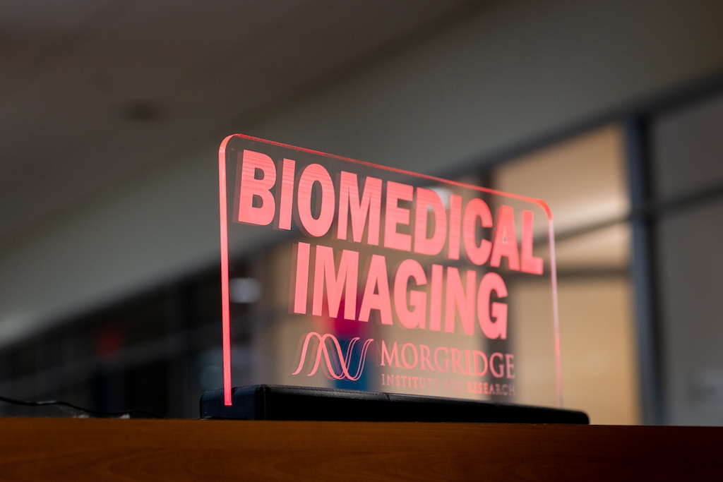 Attendees enter the biomedical imaging lab area.